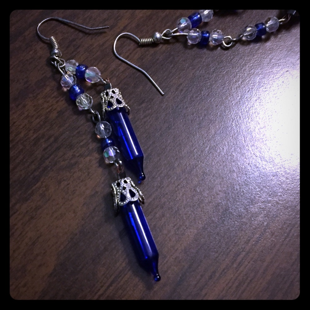 Blue Christmas Light Earrings